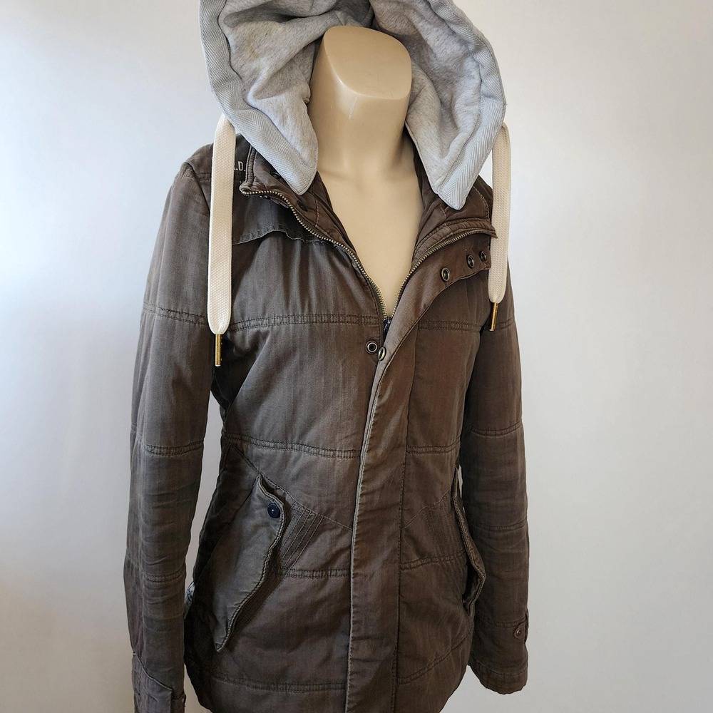 S G-Star Raw zipper hoodie jacket greenish brown and‎ light gray hood